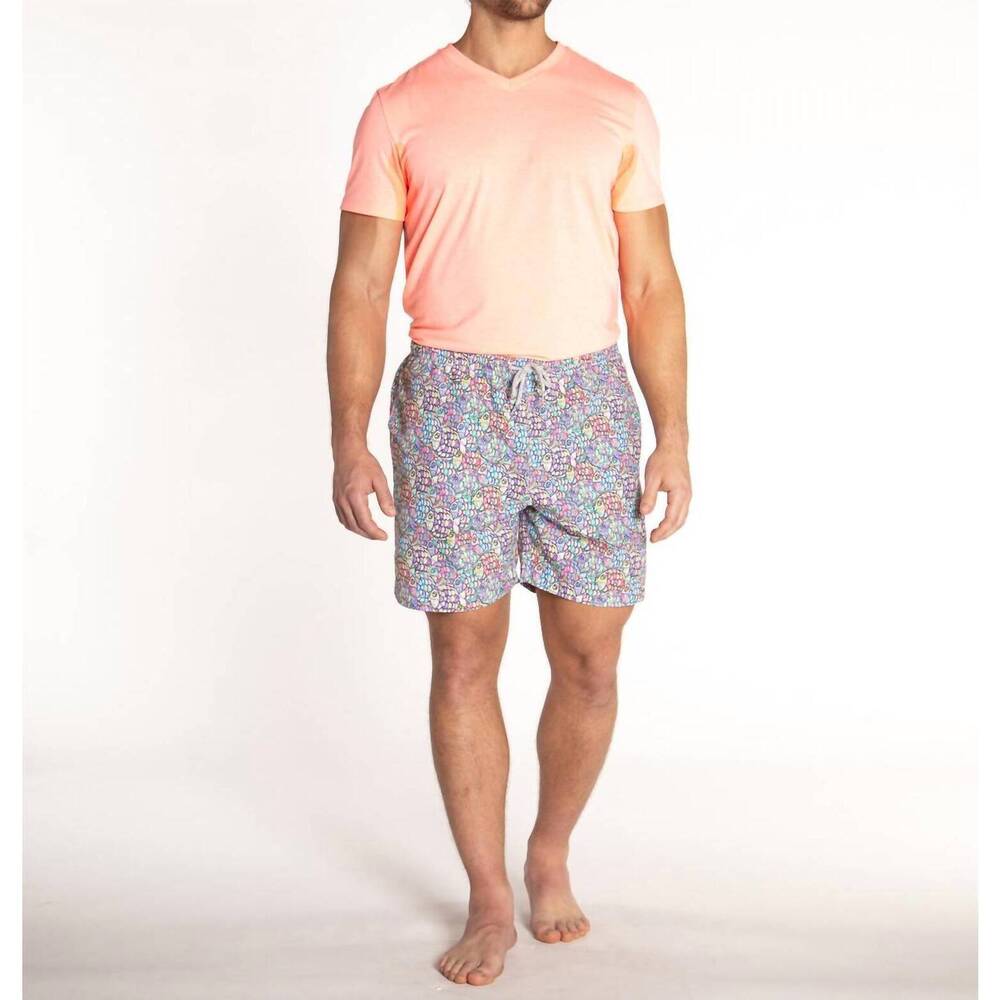 NEW MICHAEL'S SWIMWEAR abstract fish cyclist liner swim trunks in blue